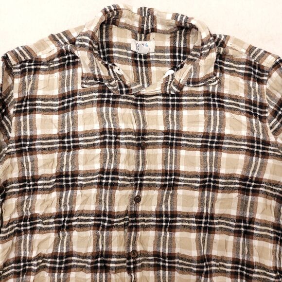 Croft & Barrow Tartan Flannel Button Up Shirt Mens Size Large L Beige White - Picture 1 of 10